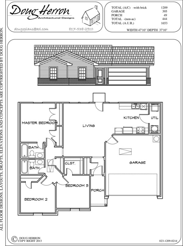 1209 Sq Ft 3 Bed 2 Bath House Plan 023 1209 0214 Doug Herron