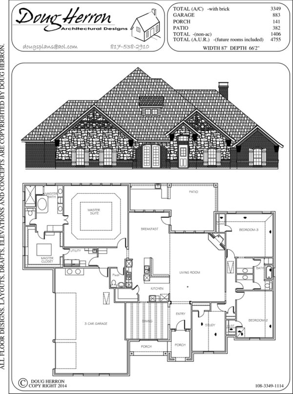 3 bedrooms, 2-5 bathrooms house plan