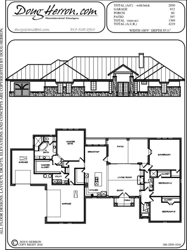 2850 Sq Ft 3 Bed 3 Bath House Plan 186 2850 1016 Doug Herron