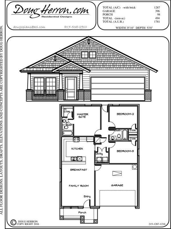 1287 Sq Ft 3 Bed 2 Bath House Plan 215 1287 1216 Doug Herron