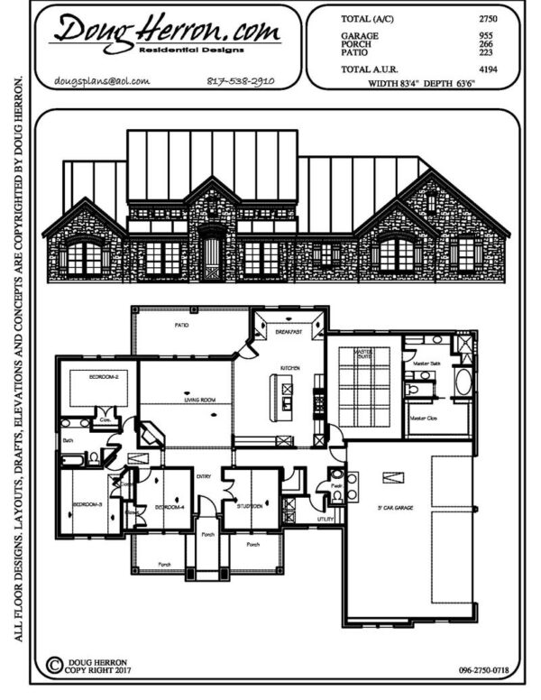 2750 Sq Ft 4 Bed 2 5 Bath House Plan 096 2750 0718 Doug Herron