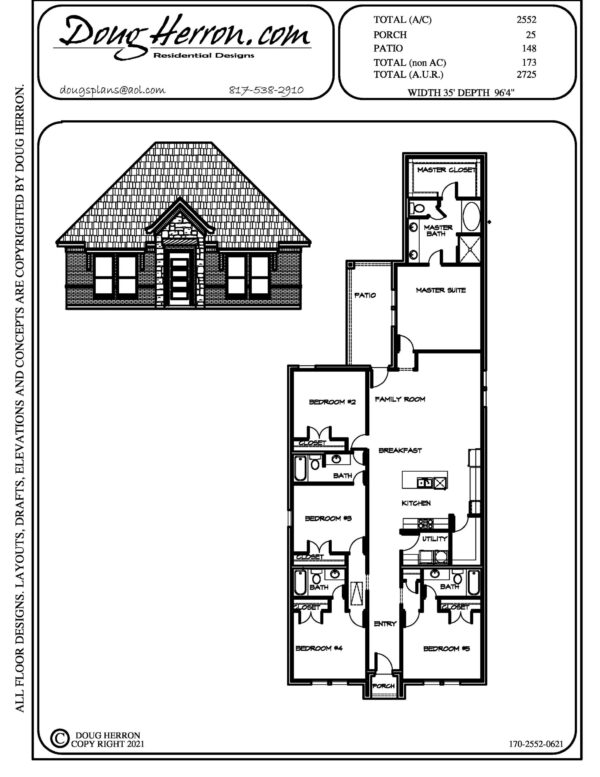 2552 Sq Ft 5 Bed 4 Bath House Plan 170 2552 0621 Doug Herron