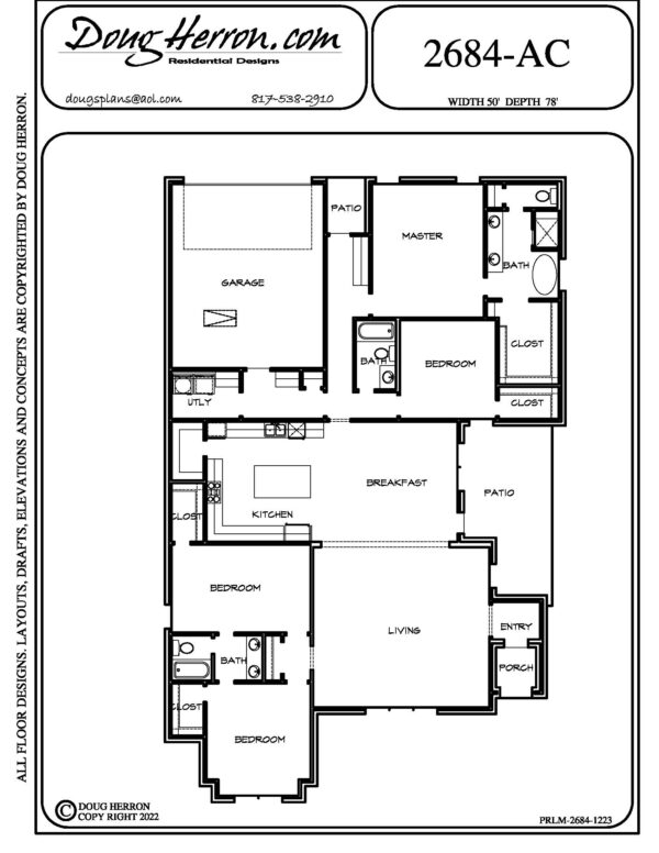 4 bedrooms, 3 bathrooms house plan