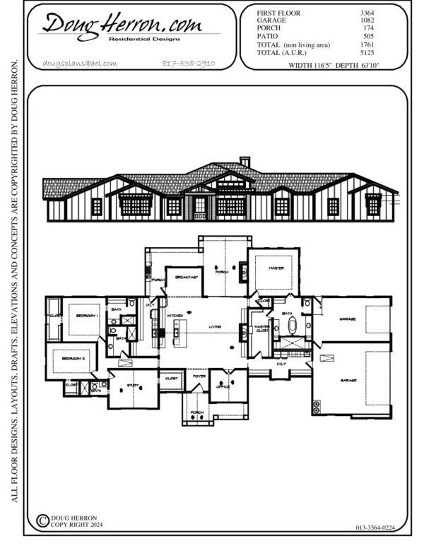 3 bedrooms, 4 bathrooms house plan