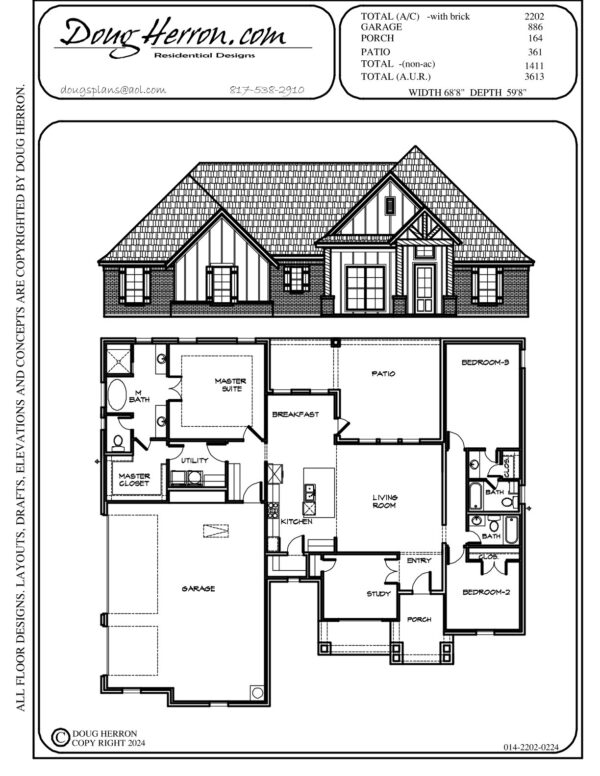 3 bedrooms, 3 bathrooms house plan