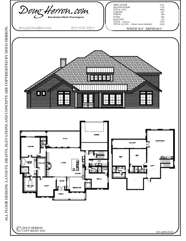 4 bedrooms, 4 bathrooms house plan