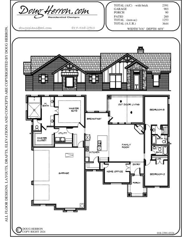 3 bedrooms, 3 bathrooms house plan