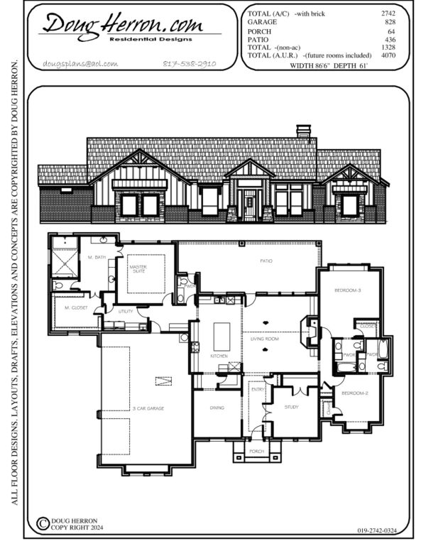 3 bedrooms, 3.5 bathrooms house plan