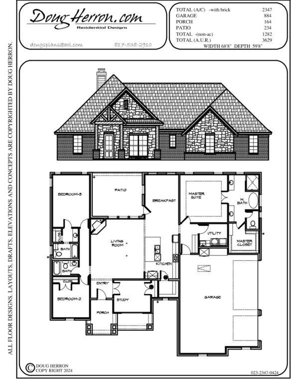 3 bedrooms, 3 bathrooms house plan